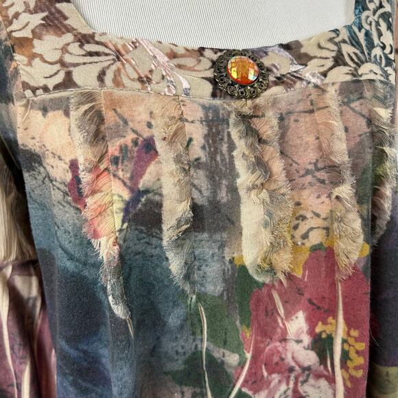 Bleu Top Forest Fairy Princess Boho Goddess Long Sleeve Women Y2k Cottage Large - Picture 6 of 10